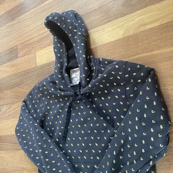 True Religion Men's Black and Gold Hoodie - Picture 1 of 3